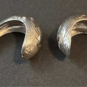 Sterling Silver Textured Hoop Earrings